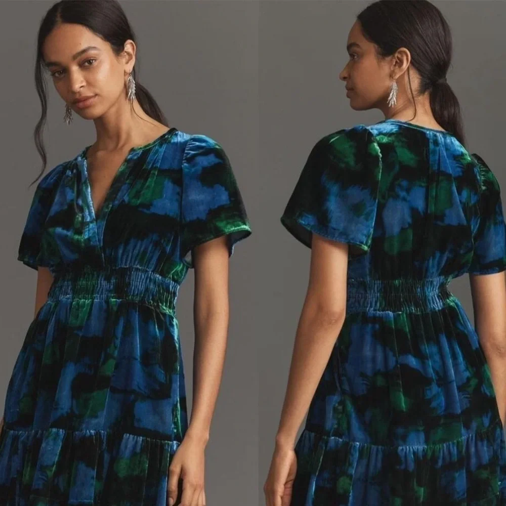 NWT! Anthropologie Maeve Somerset Velvet Mini Dress - Size XXS 🥐 - Picture 10 of 10